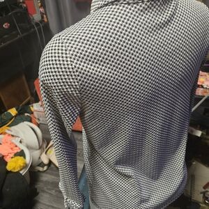 Anne Klein Women's Black and White Checkered Button Down Shirt